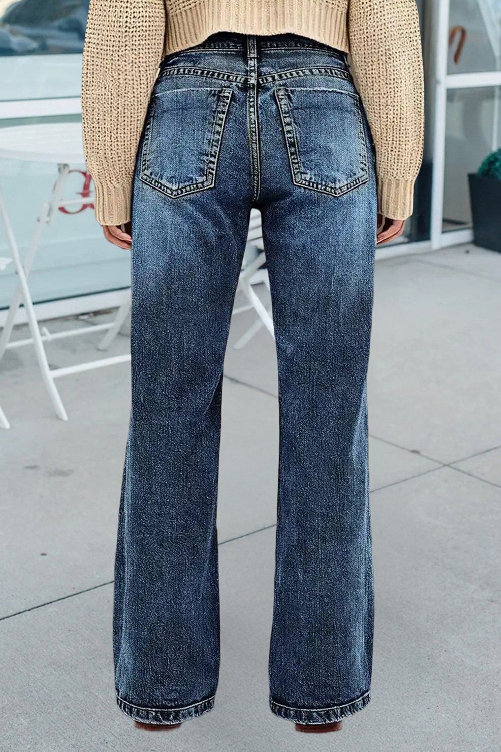 High Waist Straight Leg Distressed Jeans