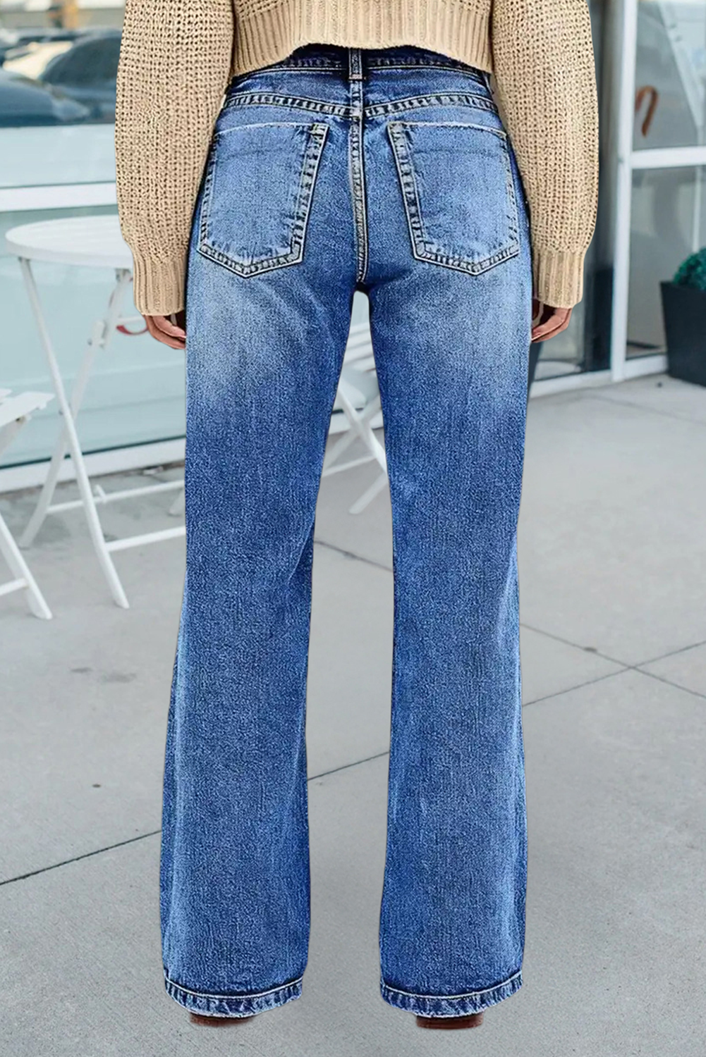 High Waist Straight Leg Distressed Jeans