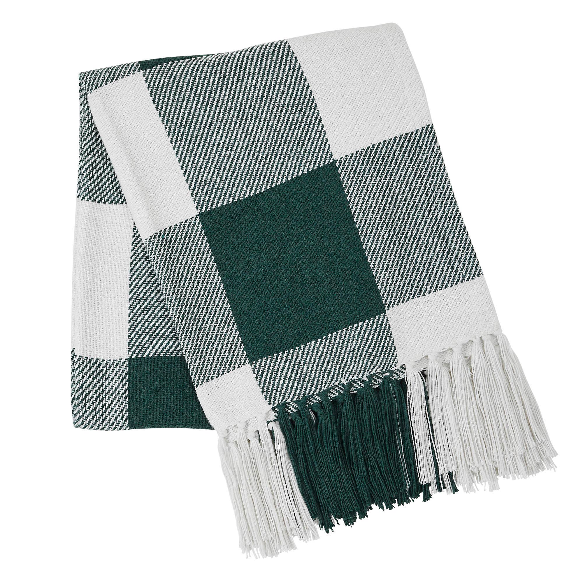 Annie Hunter Green Buffalo Check  Woven Throw 50x60