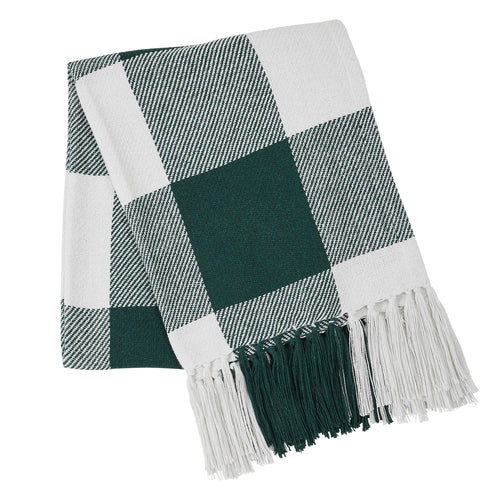 Annie Hunter Green Buffalo Check  Woven Throw 50x60