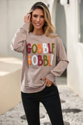 LDC GOBBLE Letter Graphic Thanksgiving Shift Sweatshirt