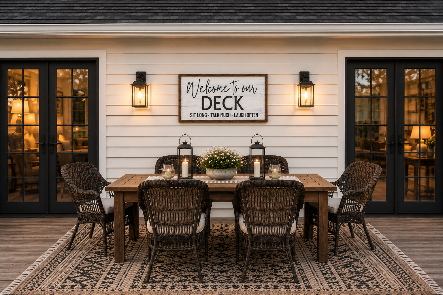 Welcome to our Deck Farmhouse Wood Sign