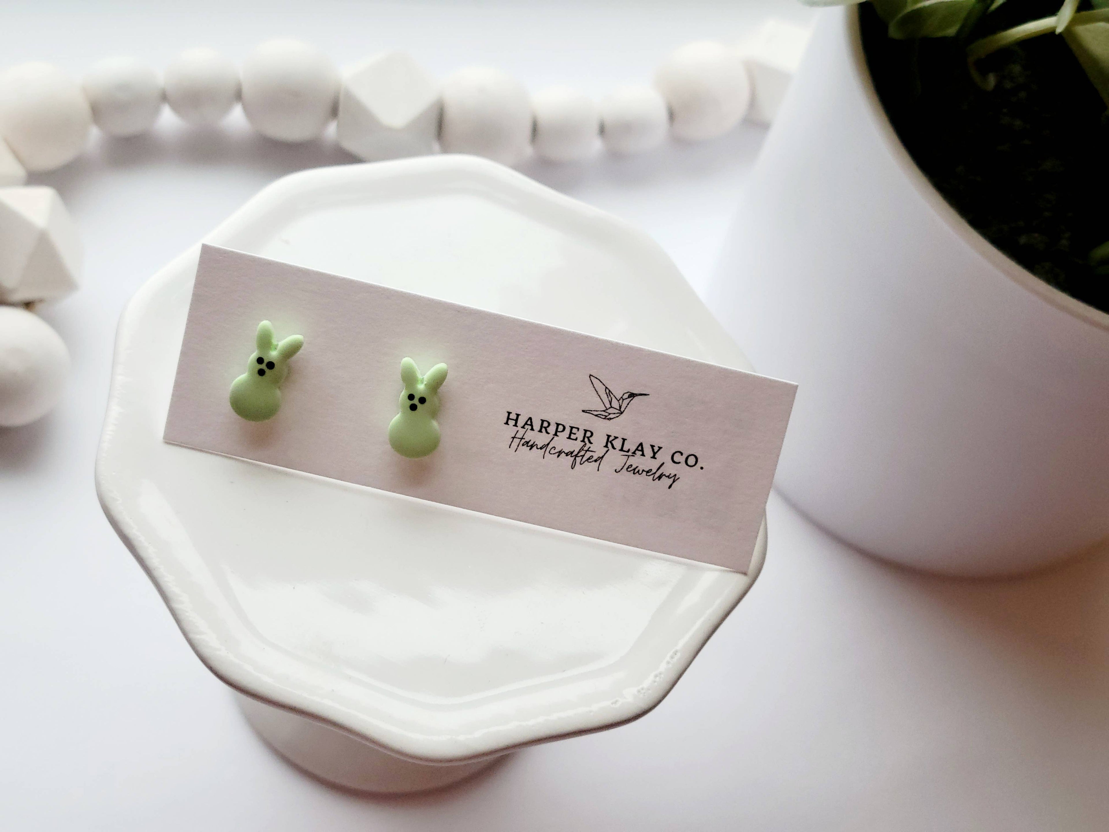 The Bunny Studs- Polymer Clay Easter Studs