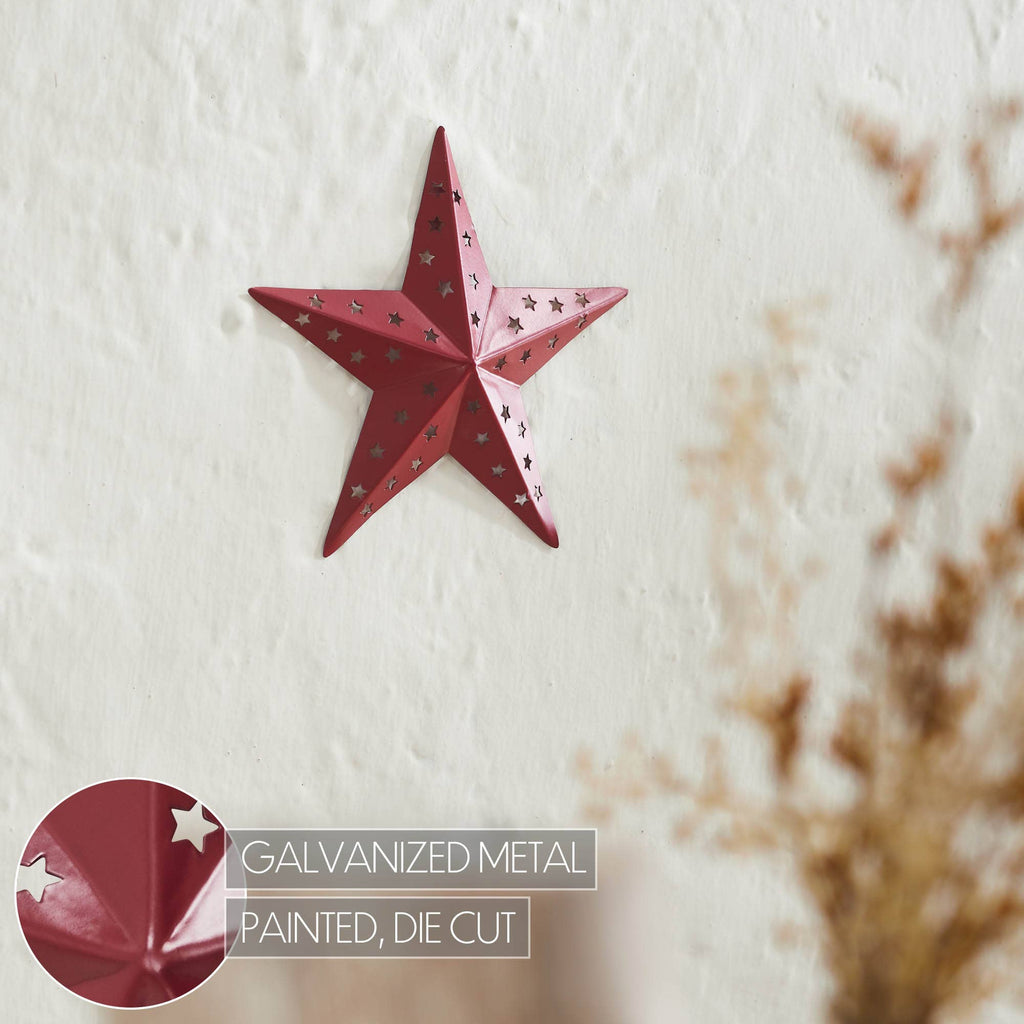 Metal Star Punched Burgundy 6x6