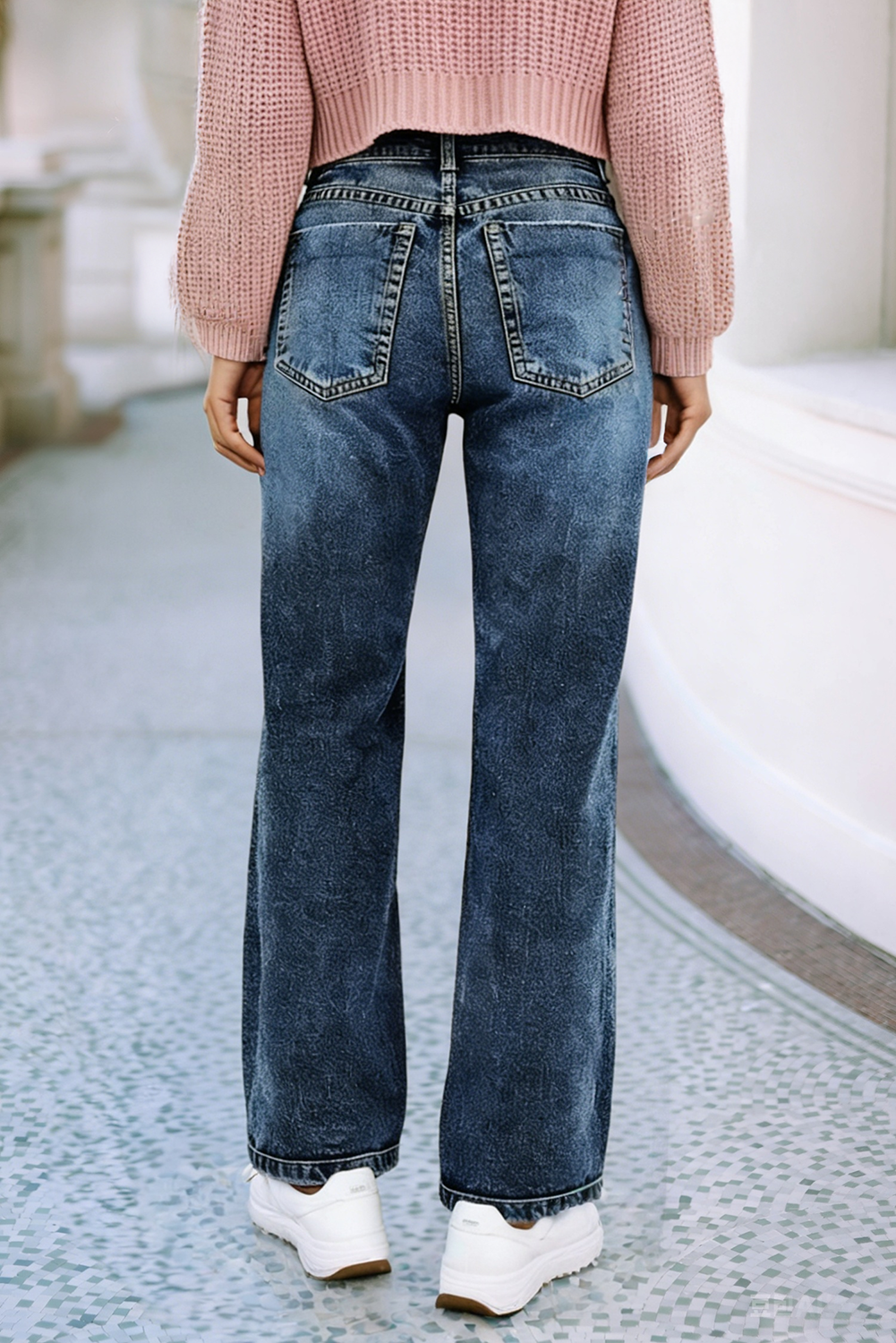 LDC Washed Straight Leg Slim Jeans