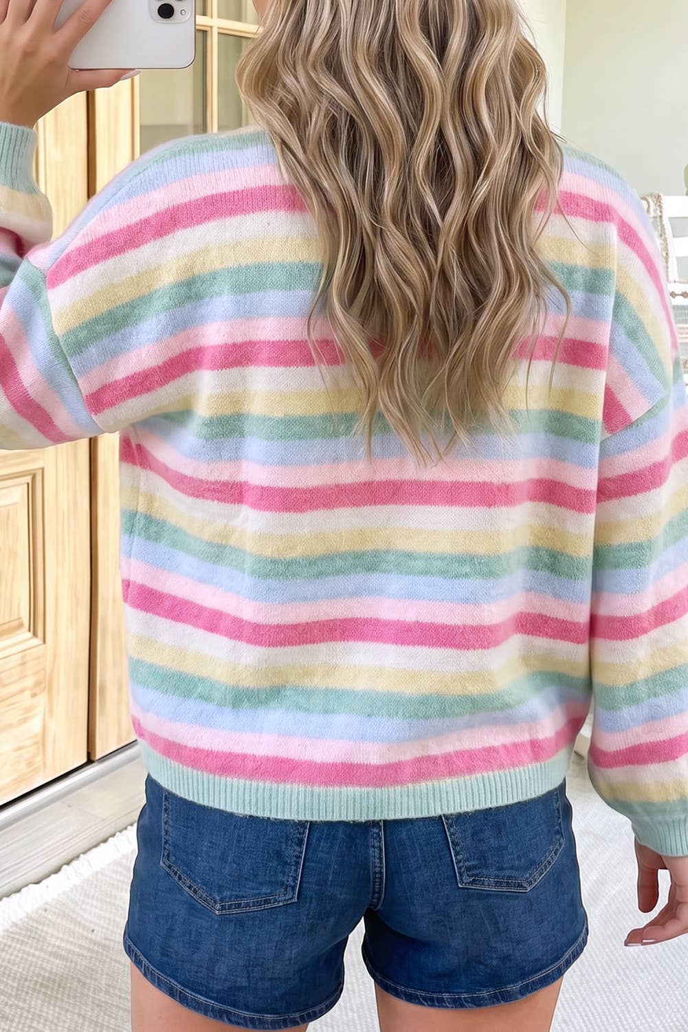 Cozy Striped Dropped Shoulder Sweater Cardigan (S-XL)