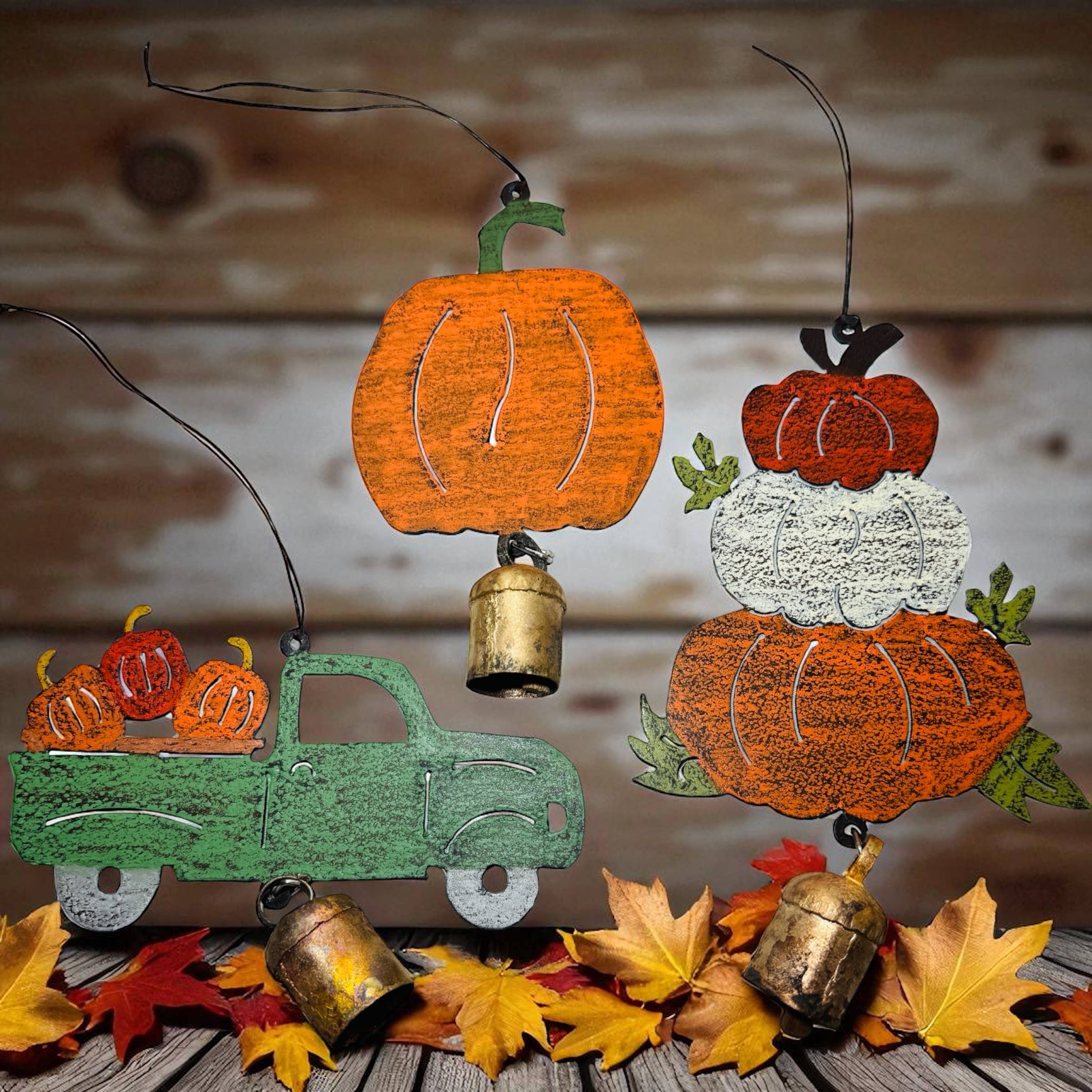 Fall wind chime pumpkins Fall décor unique gift cute metal