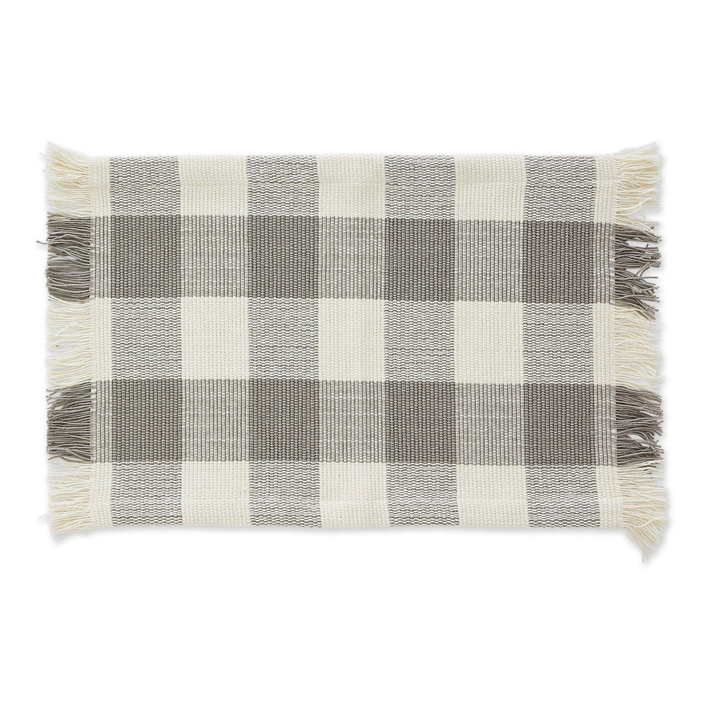 Dove Gray Check Fringe Placemat