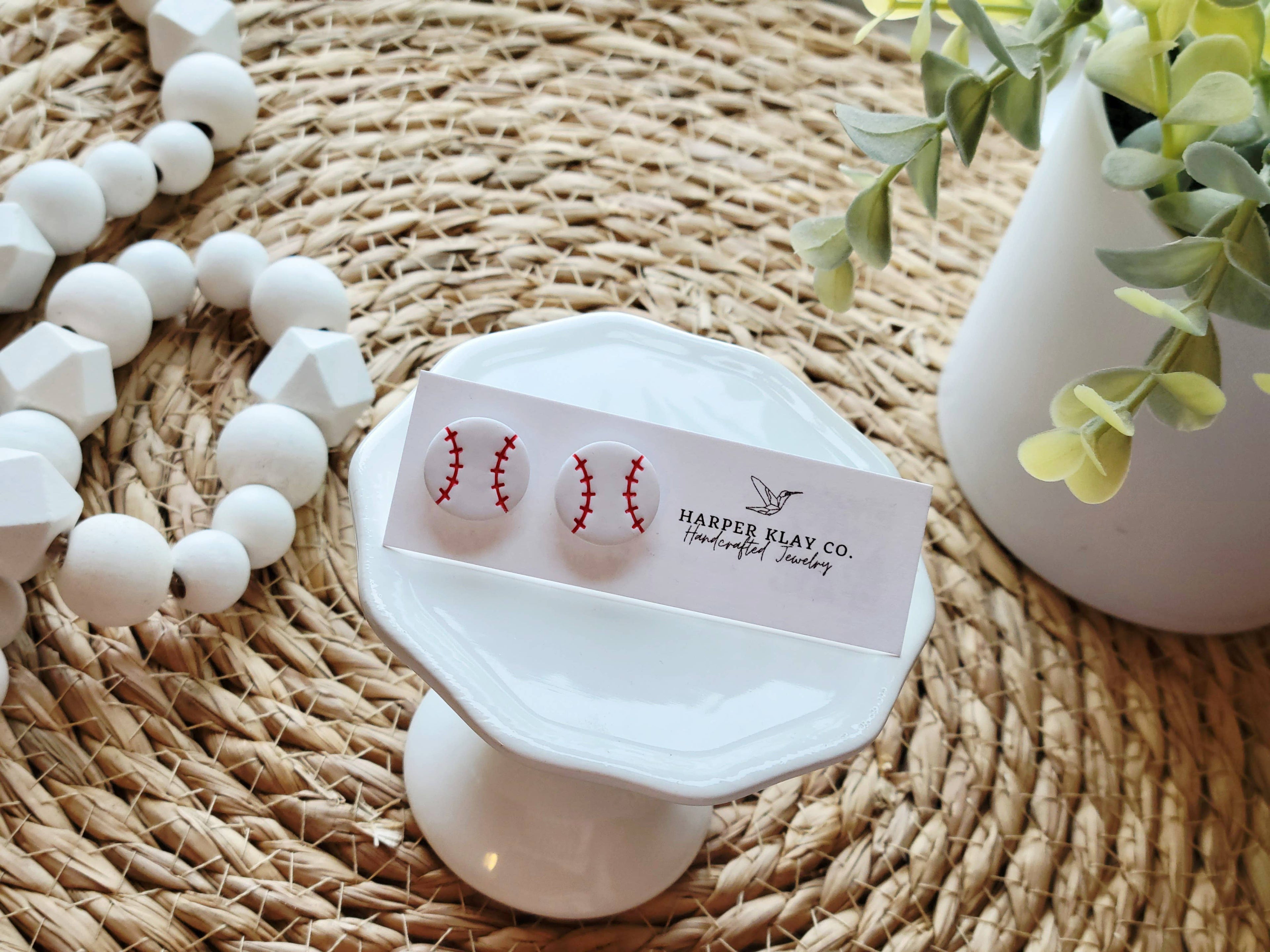 The Baseball Studs- Polymer Clay Stud Earrings