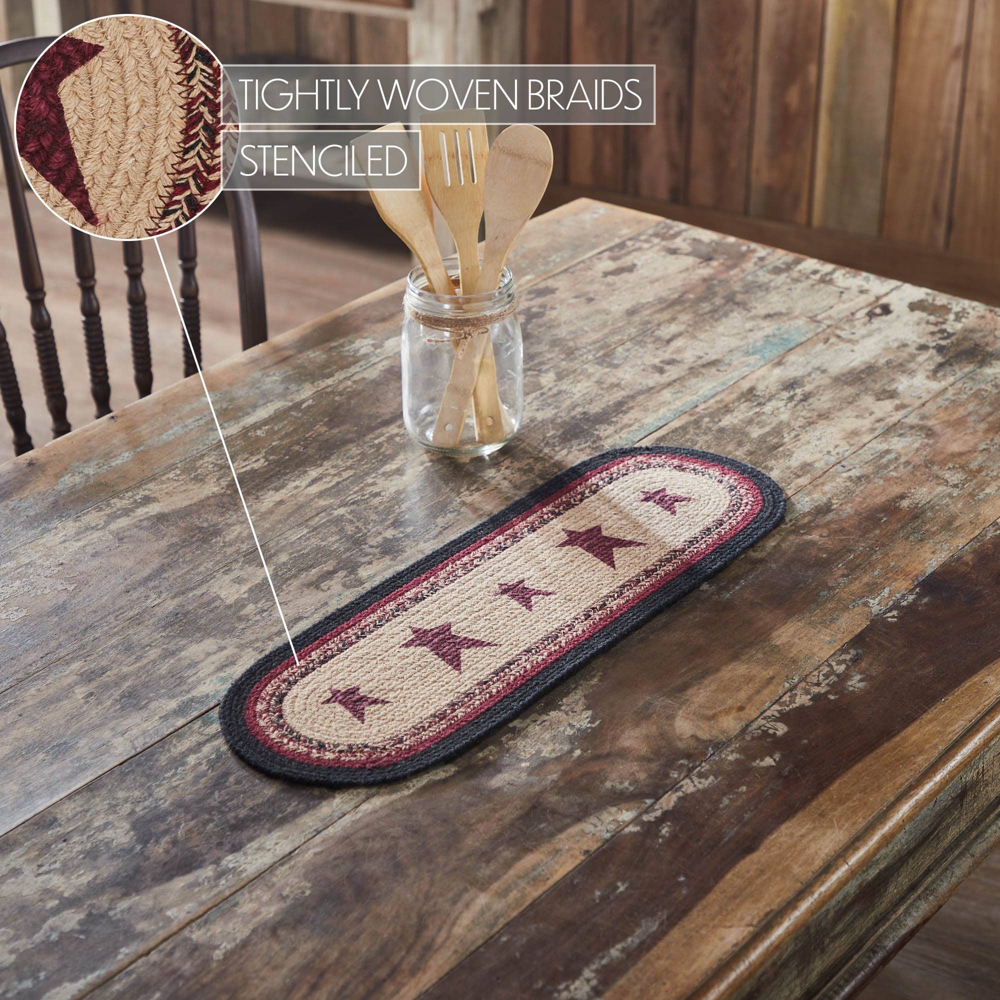 Connell Oval Table Runner Stencil Stars 8x24