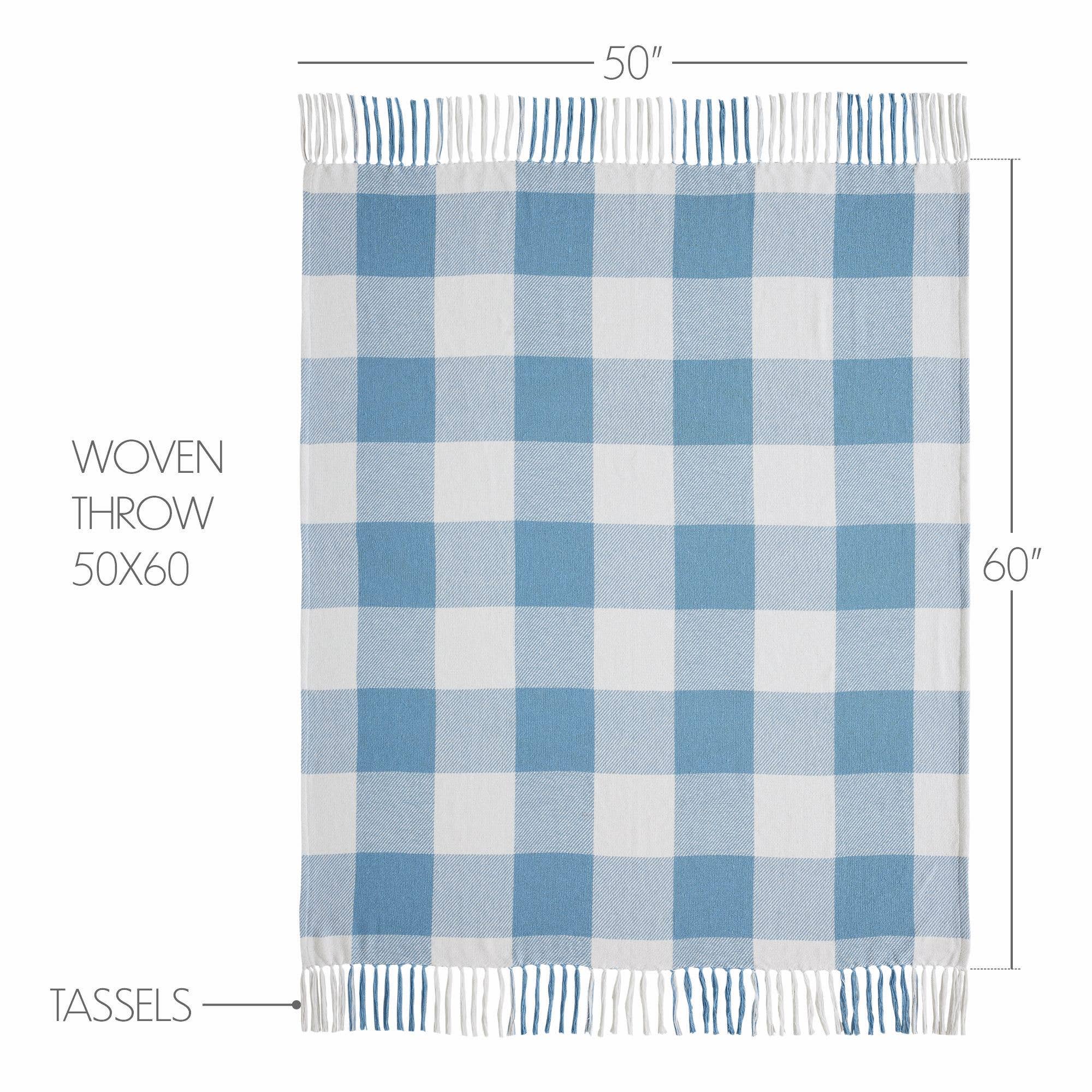 Annie Blue Buffalo Check Woven Throw 50x60