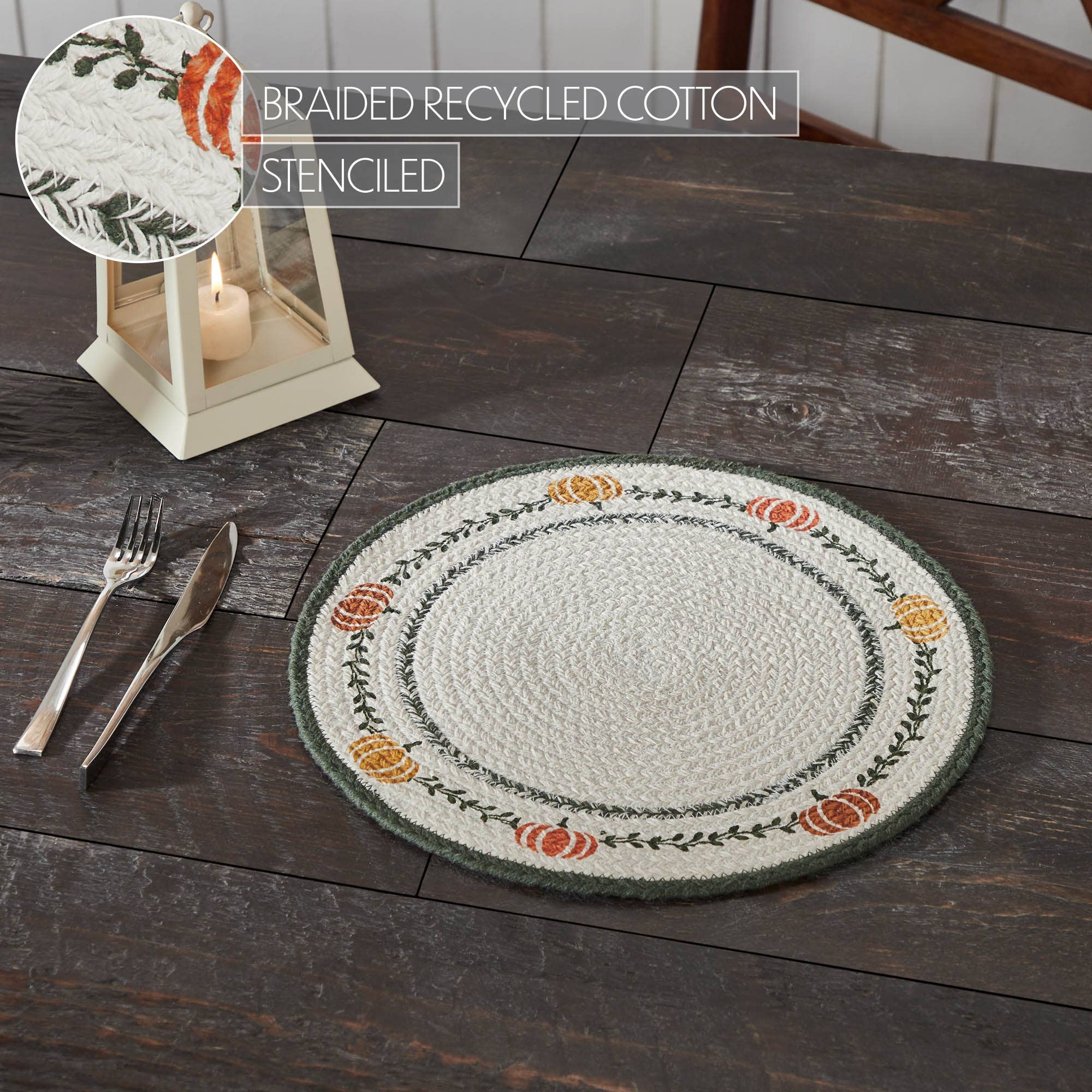 Fall Autumn Pumpkin Stencil Round Placemat 14 Inch Harvest Table Decor