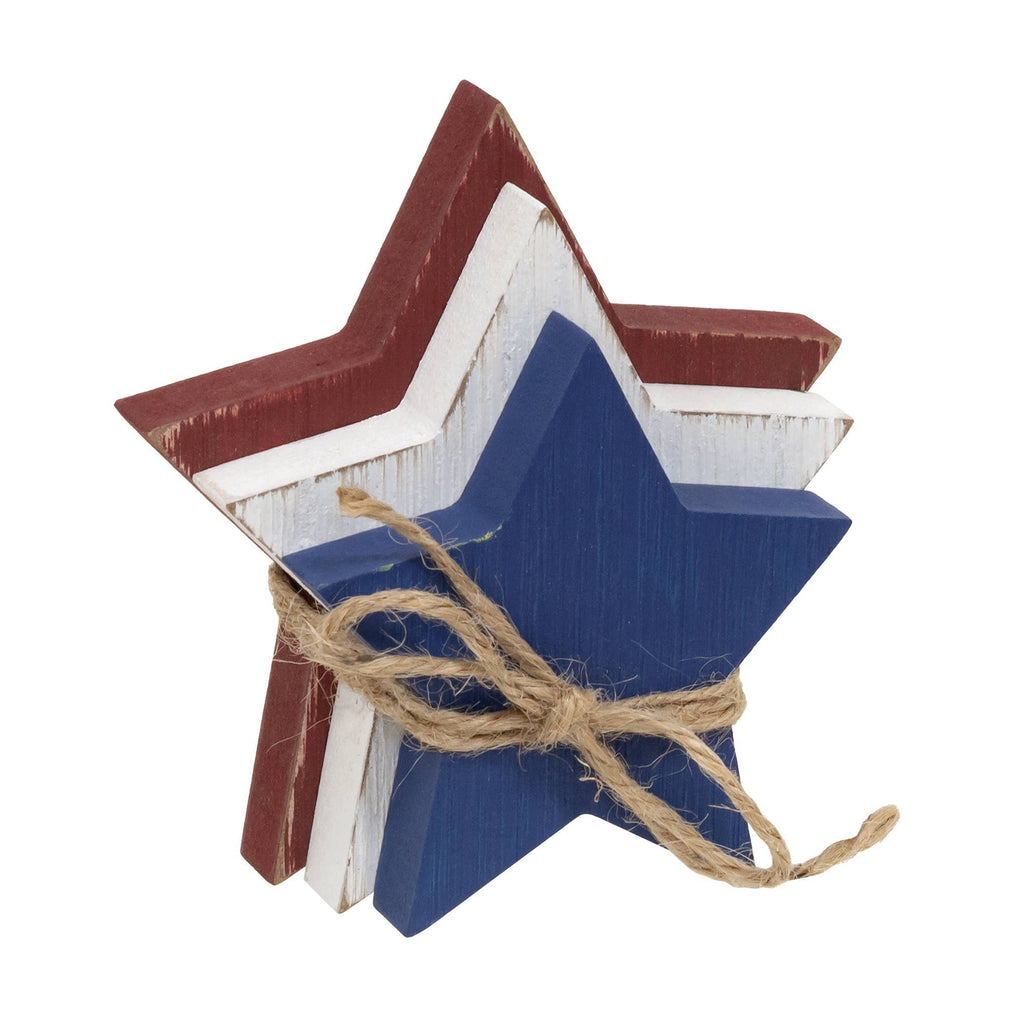 3/Set, Wooden Red, White, & Blue Star Bundle