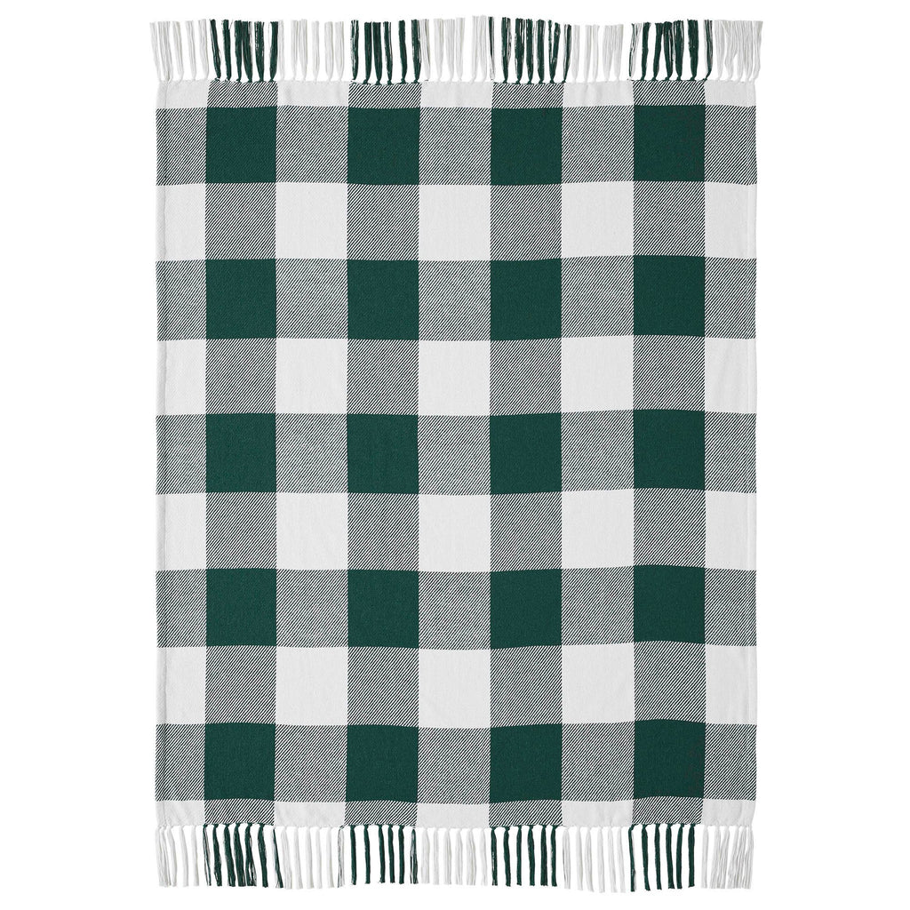 Annie Hunter Green Buffalo Check  Woven Throw 50x60