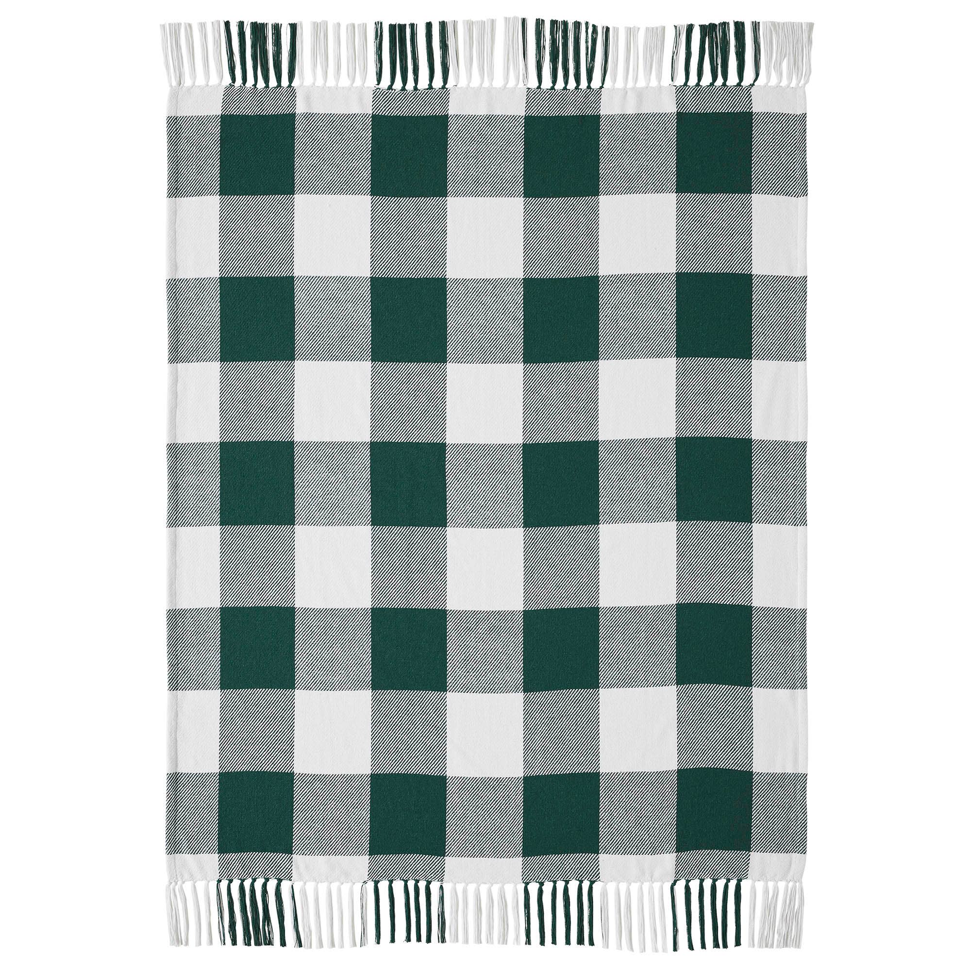 Annie Hunter Green Buffalo Check  Woven Throw 50x60