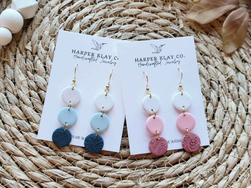 The Triple Circle Set- Polymer Clay Dangle Earrings