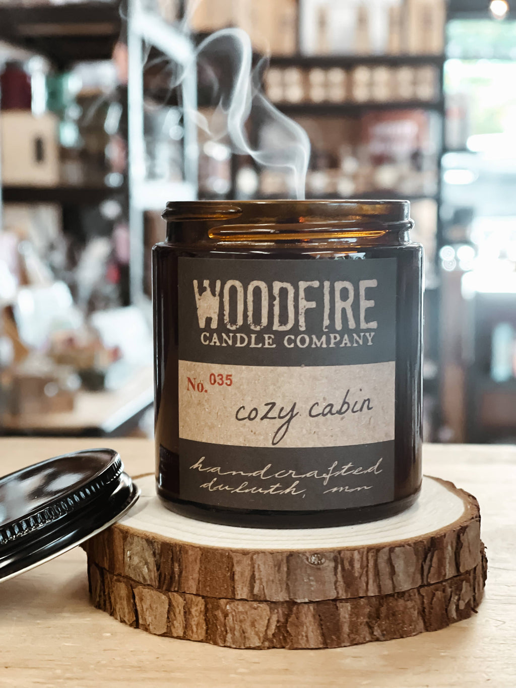 Mini Amber Wood Wick Soy Candle - Salted Caramel Honeycrisp