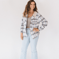 Cream & Navy Plaid Flannel - Adult