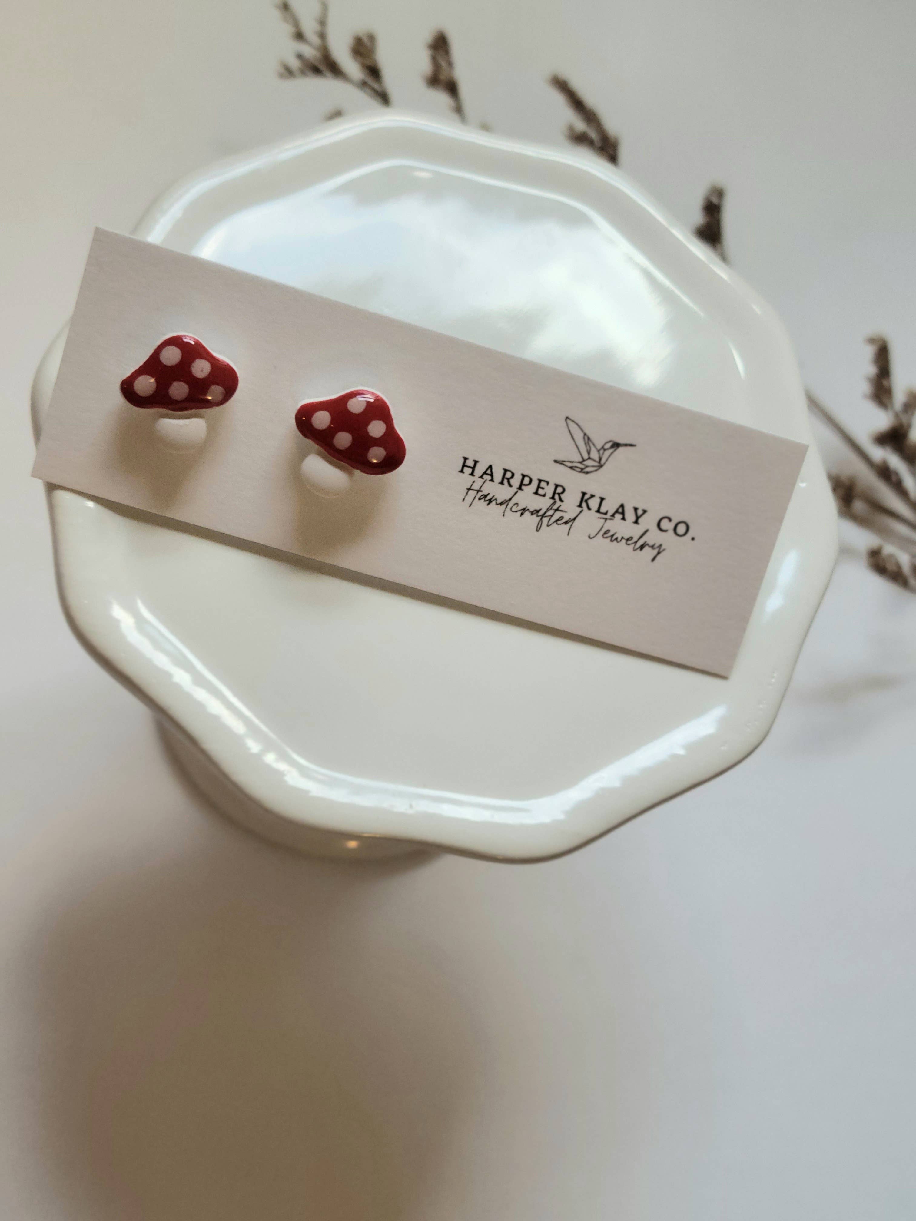 The Mushroom Studs- Fall Polymer Clay Earrings