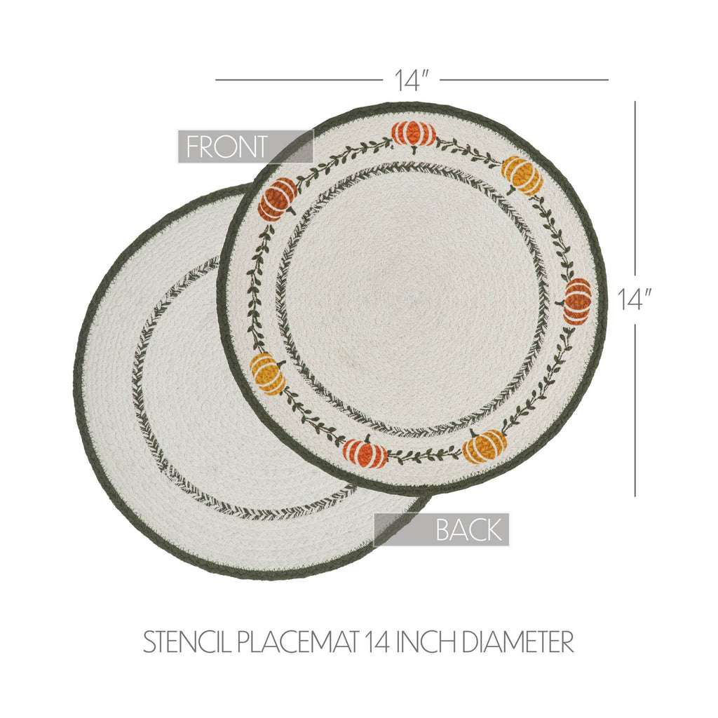 Fall Autumn Pumpkin Stencil Round Placemat 14 Inch Harvest Table Decor