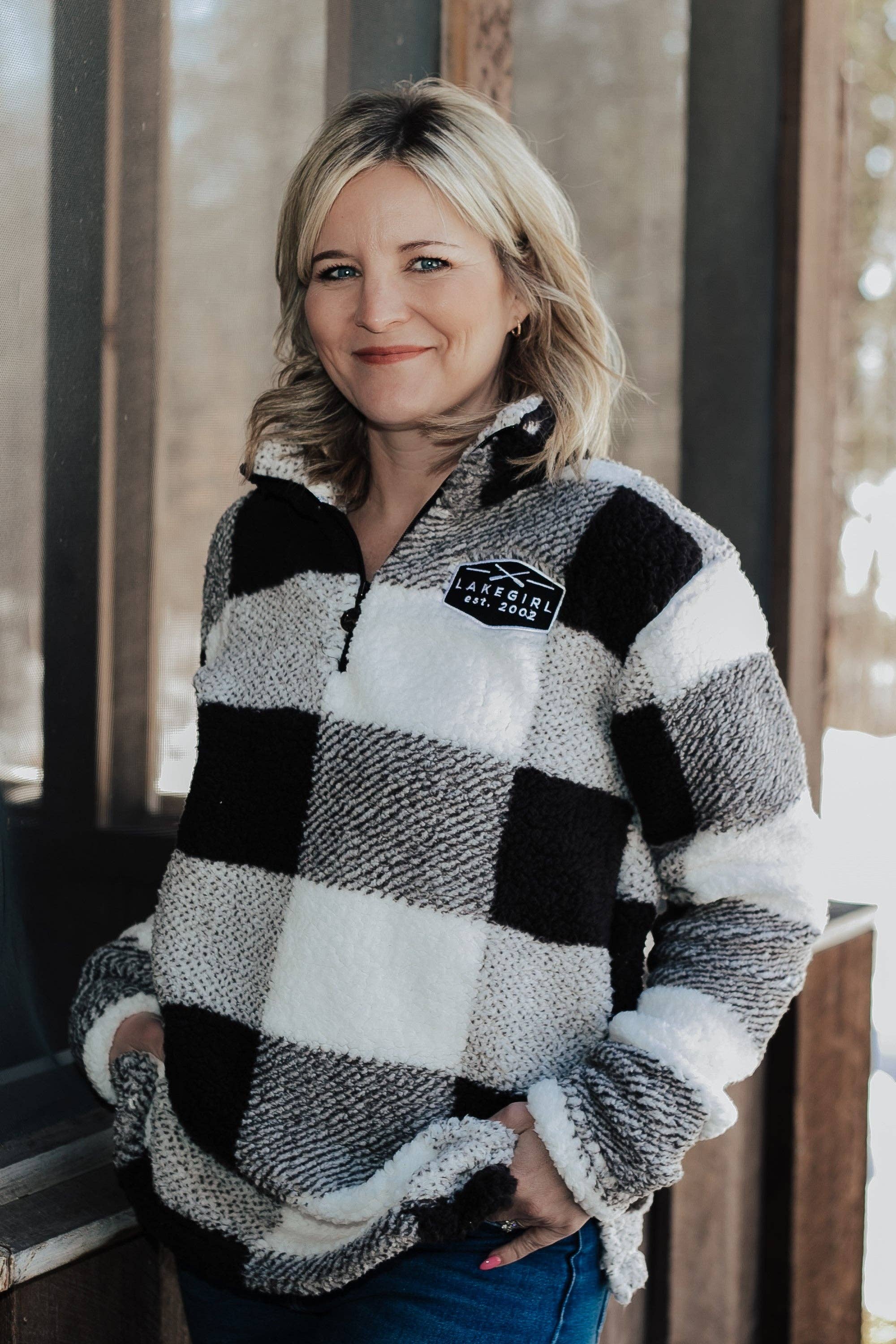 Buffalo Plaid Sherpa Quarter Zip