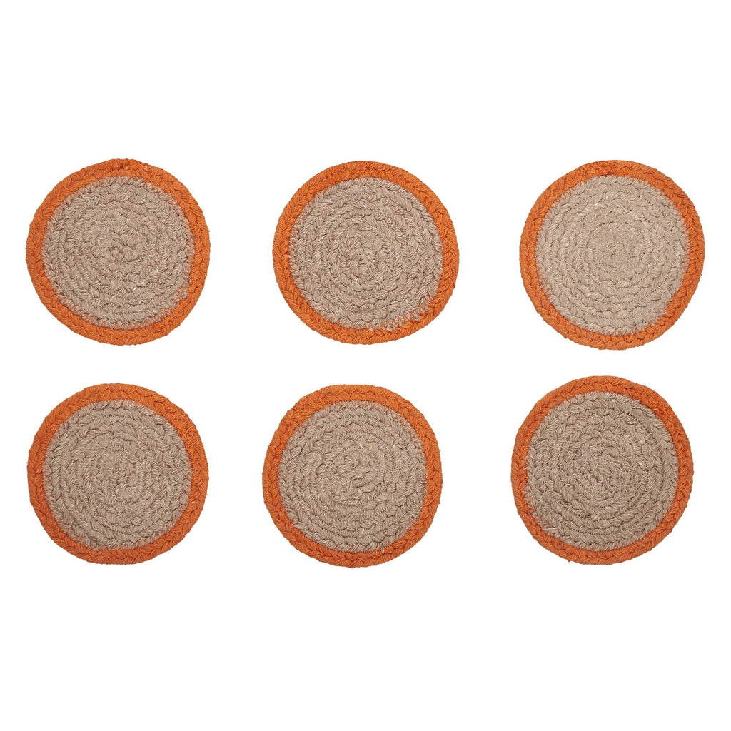 Fall Harvest Pumpkin Stencil Drink Coaster Set of 6 Natural Table Protection
