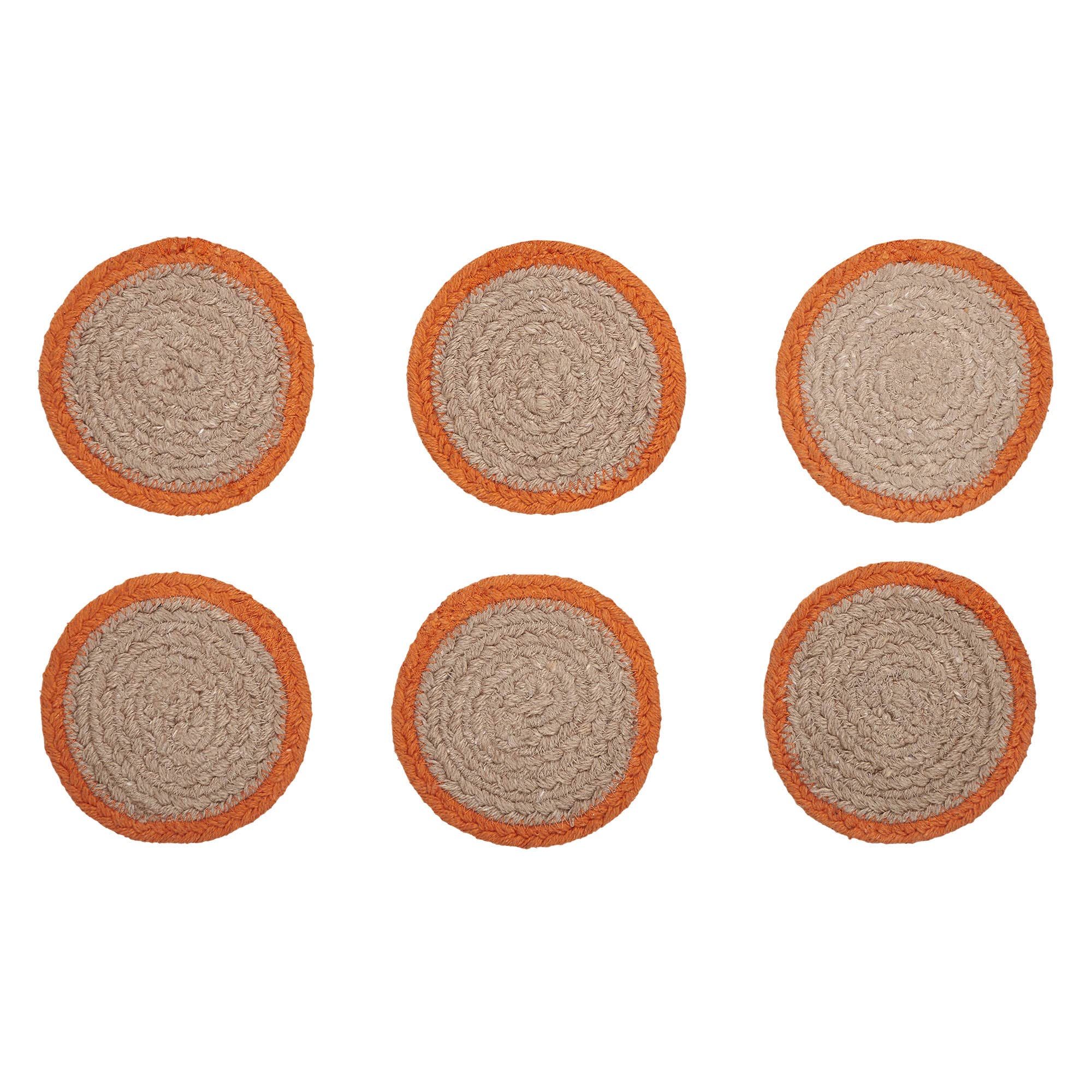 Fall Harvest Pumpkin Stencil Drink Coaster Set of 6 Natural Table Protection