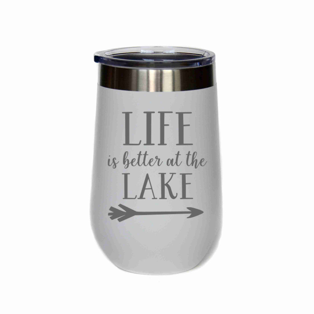 Insulated Wine Tumbler - 'Life Is Better At The Lake' - 12 oz.