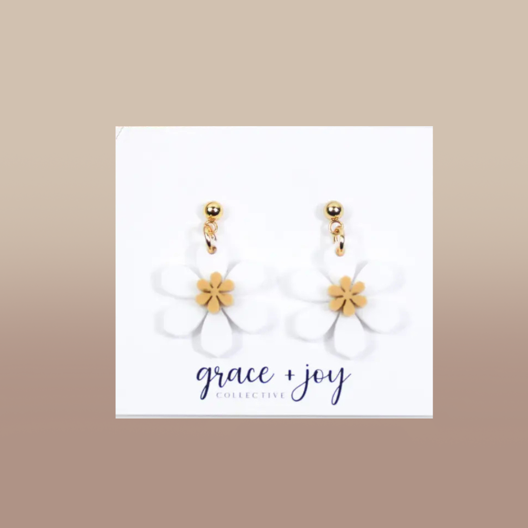 Daisy Earrings, Acrylic Earrings