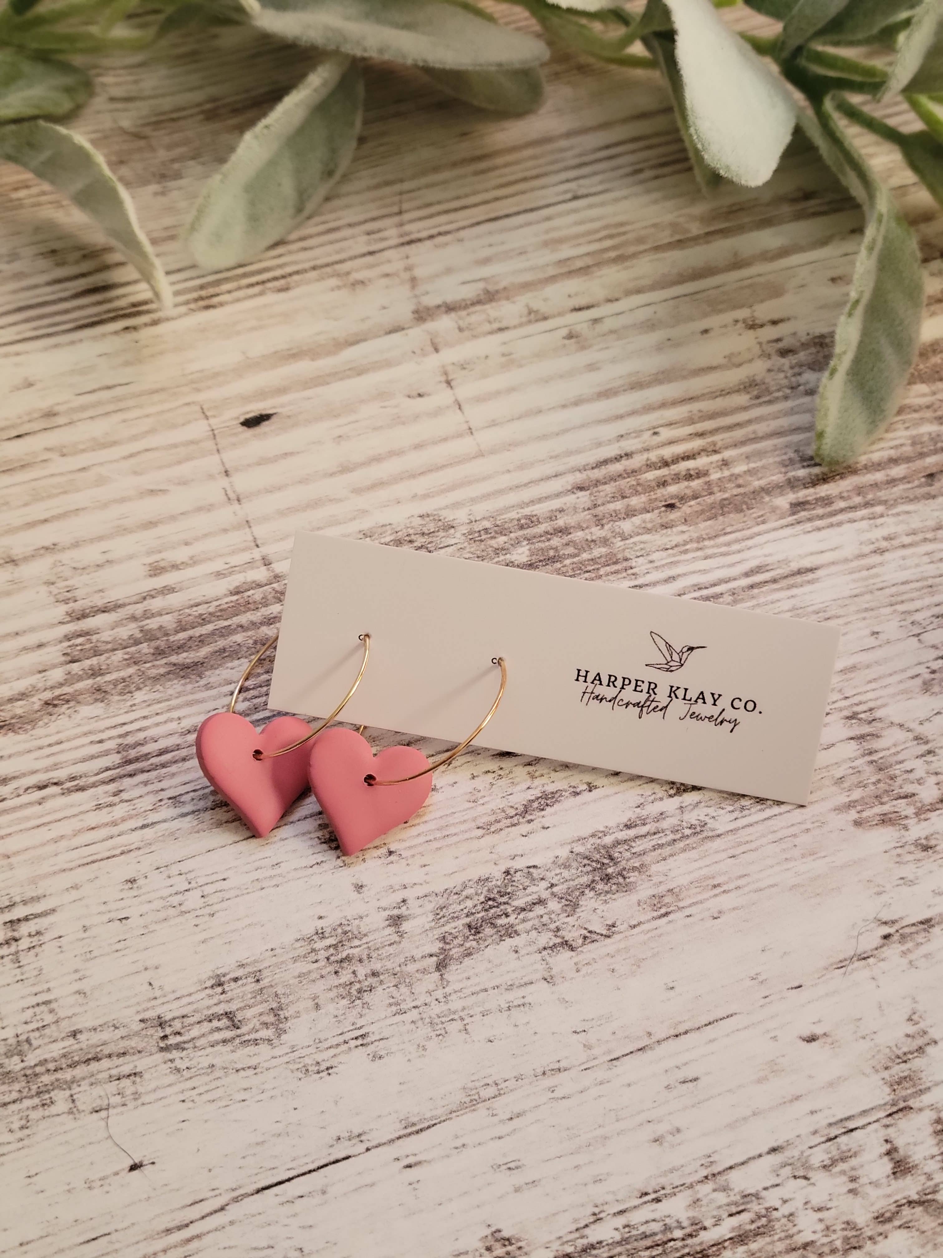 The Heart Hoops- Polymer Clay Hoop Earrings