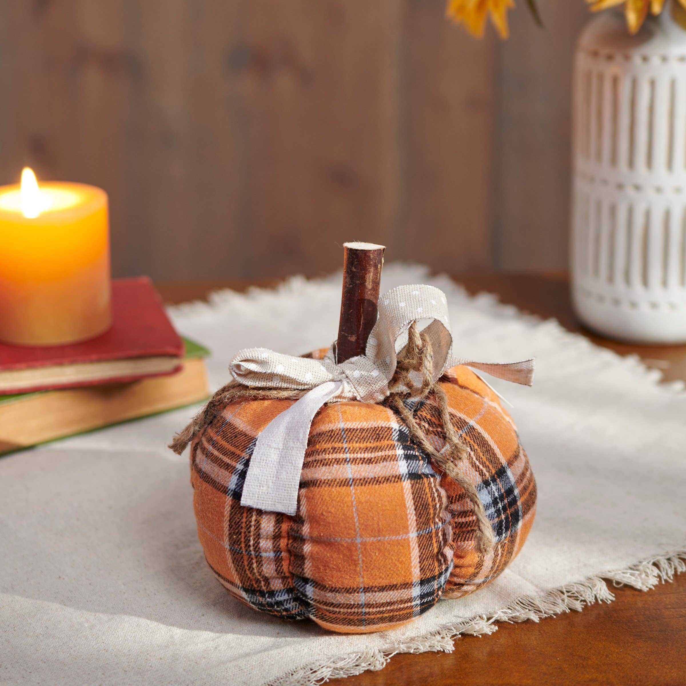 Small Orange Plaid Pumpkin