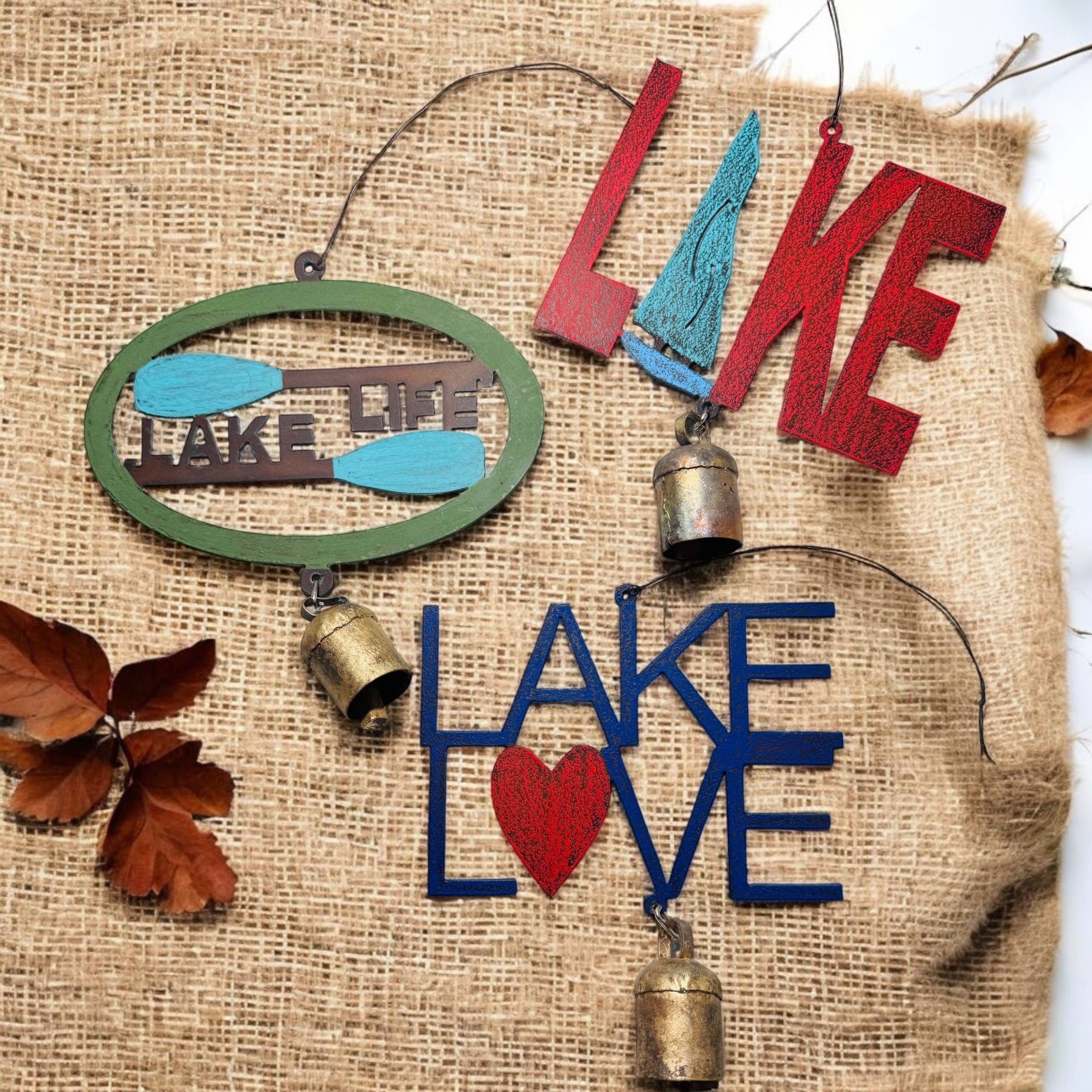 Lake wind chime Lake Life boating summer fun metal bell USA
