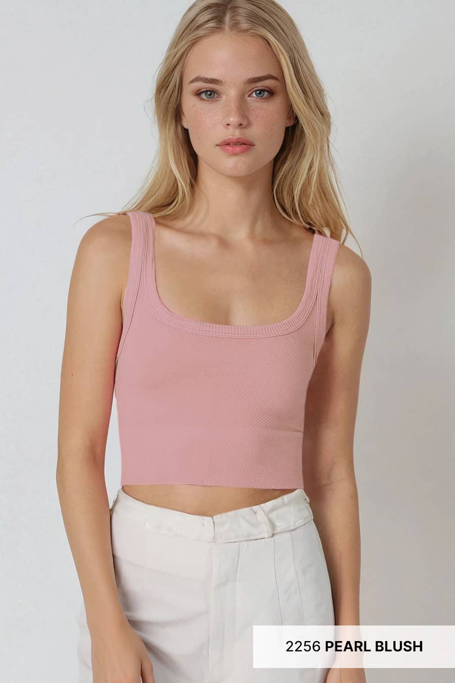 Chevron Ribbed Crop Top - Pale Banana