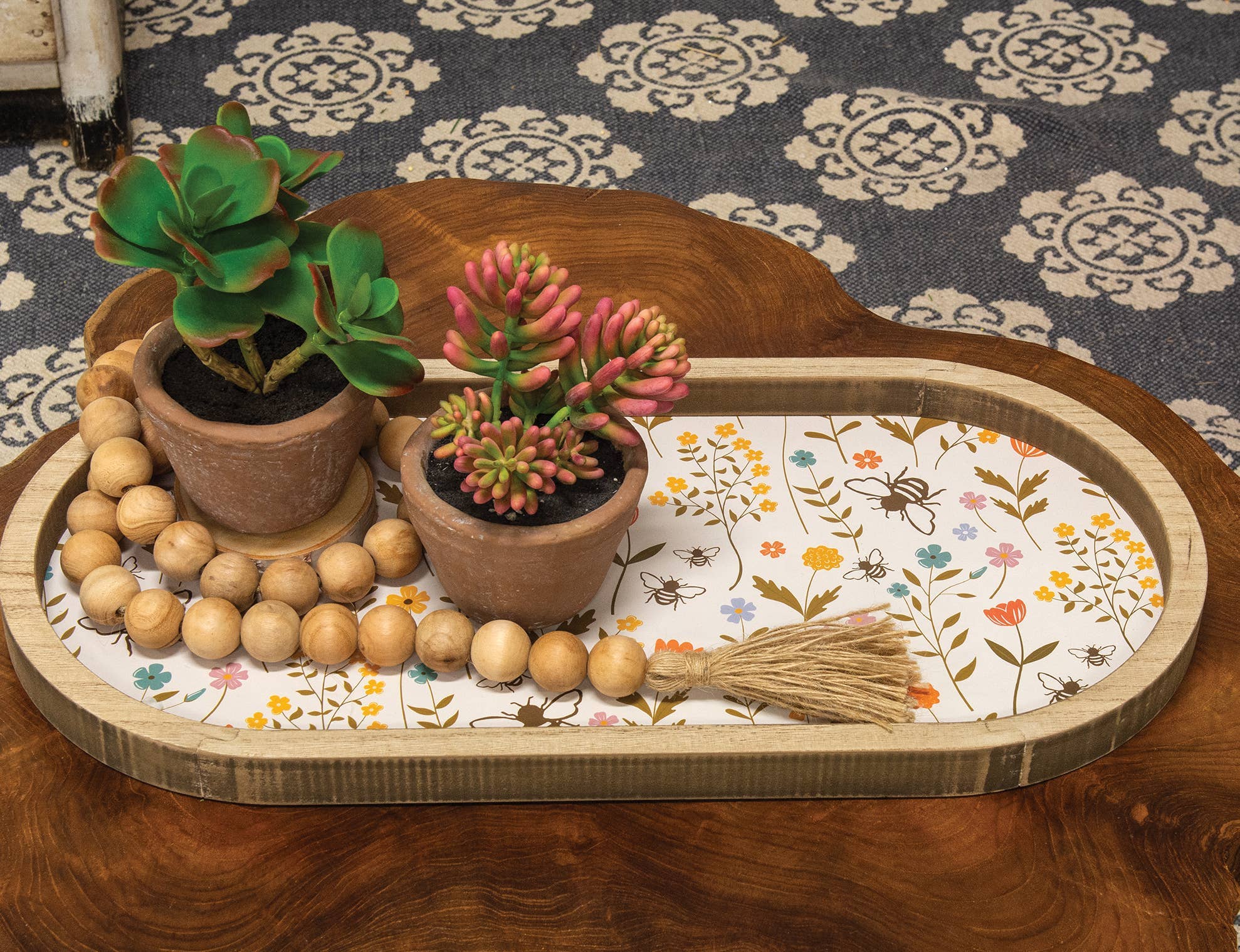 Bee Flower Oval Tray