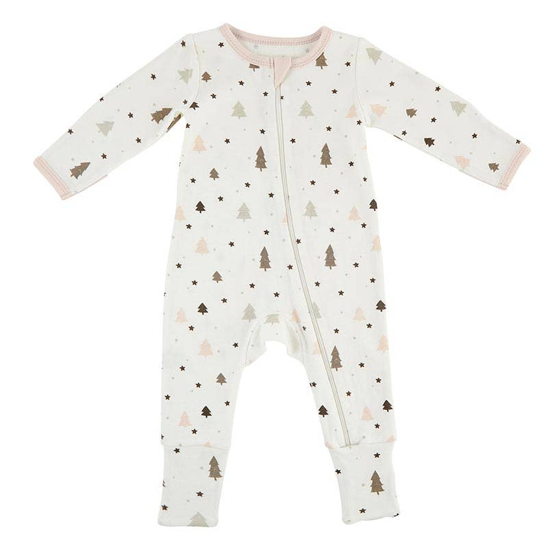 Winter Wonderland Cozy Romper-Blush Trees