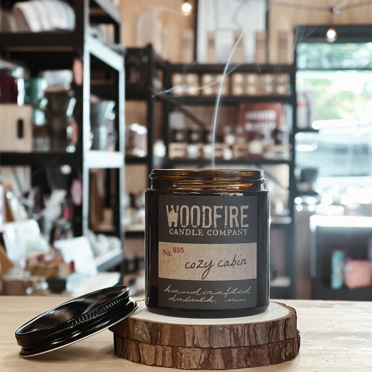 Mini Amber Wood Wick Soy Candle - Salted Caramel Honeycrisp