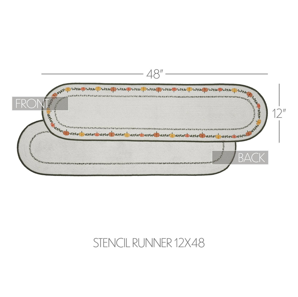 Fall Harvest Pumpkin Stencil Table Runner 12x48 Farmhouse