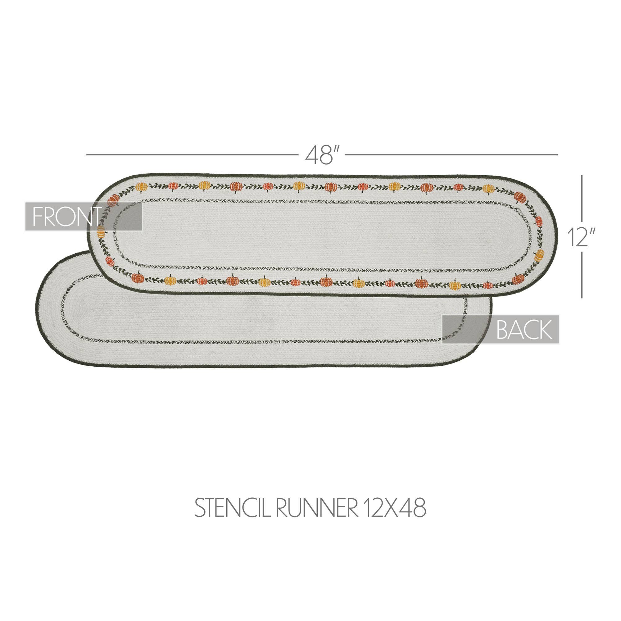 Fall Harvest Pumpkin Stencil Table Runner 12x48 Farmhouse