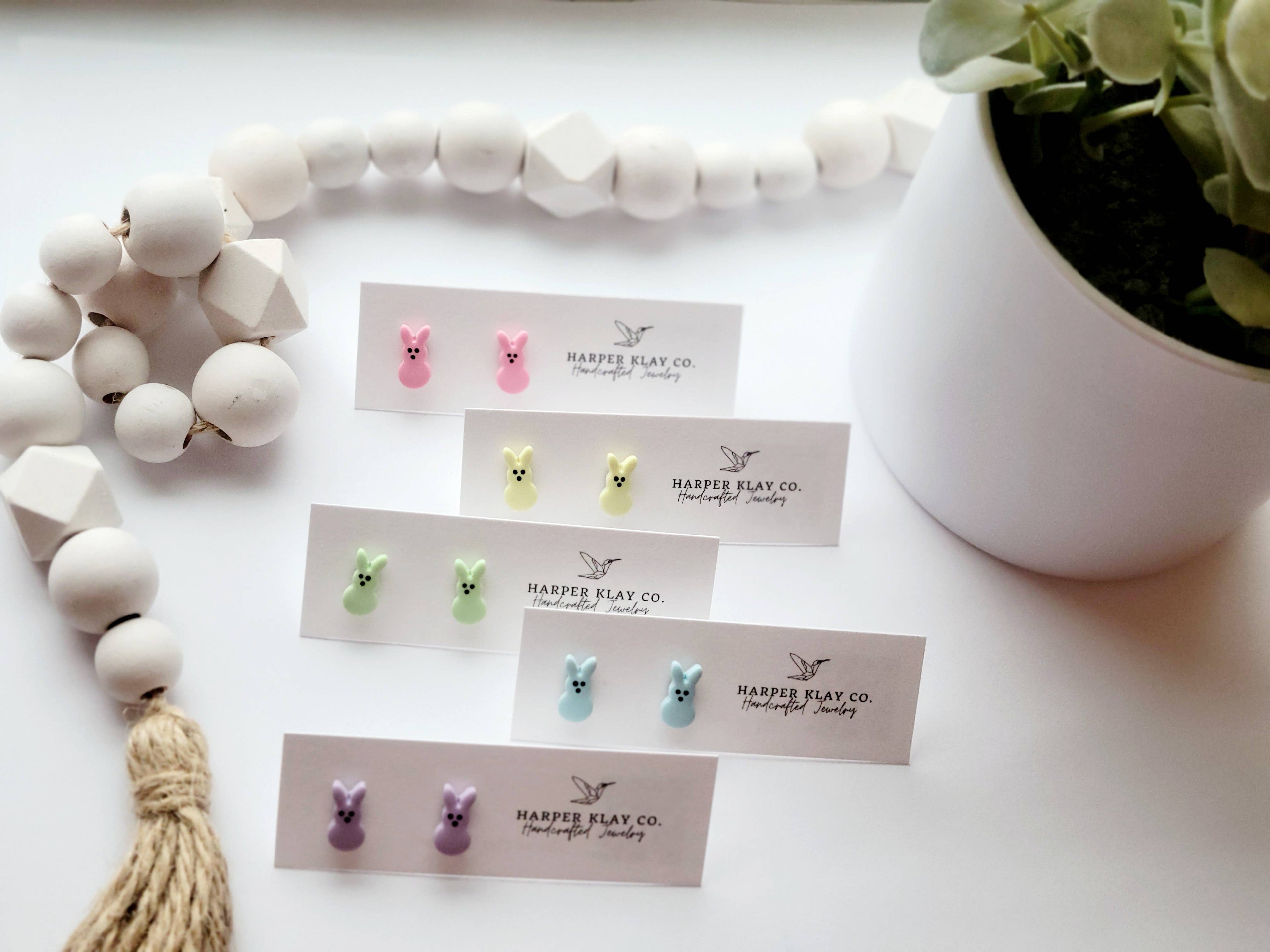 The Bunny Studs- Polymer Clay Easter Studs