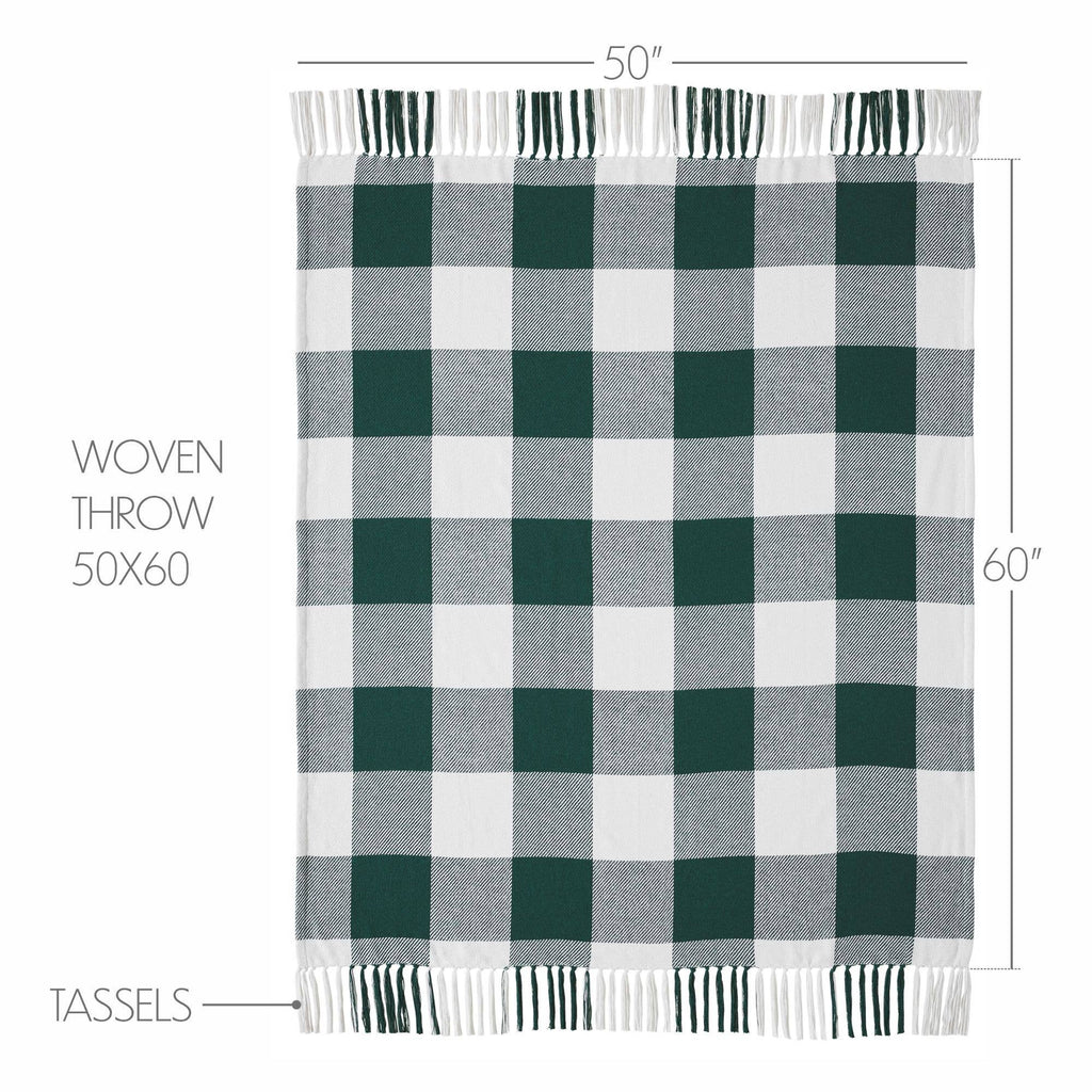 Annie Hunter Green Buffalo Check  Woven Throw 50x60