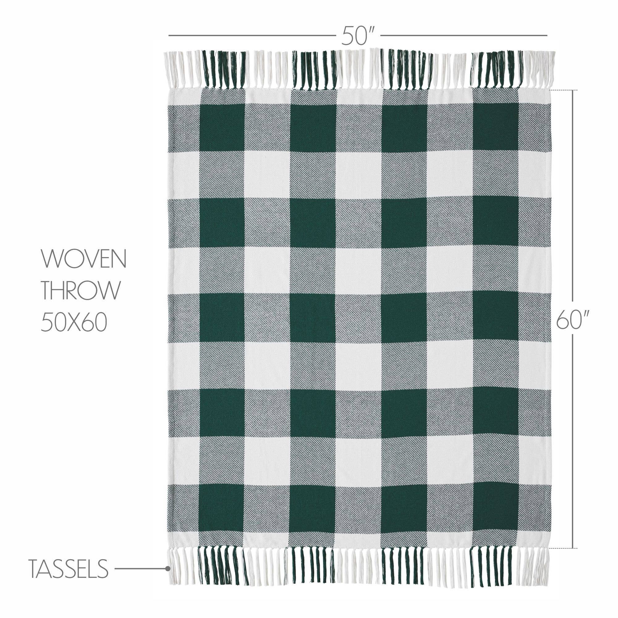 Annie Hunter Green Buffalo Check  Woven Throw 50x60