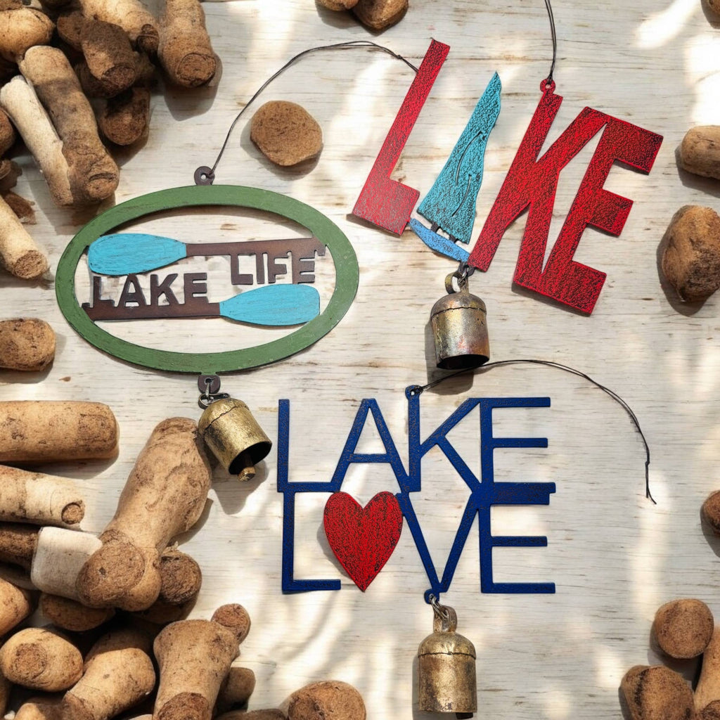 Lake wind chime Lake Life boating summer fun metal bell USA