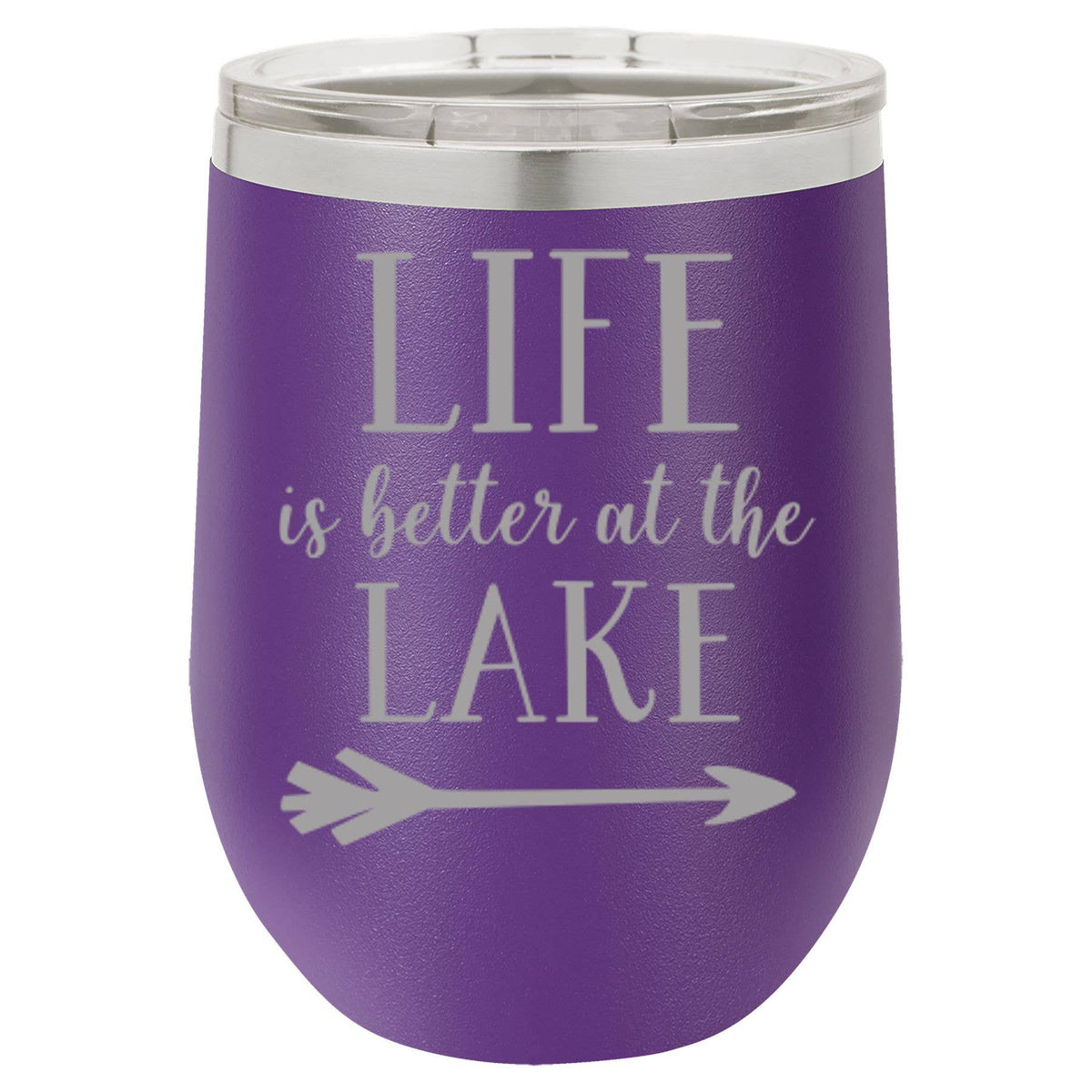 Insulated Wine Tumbler - 'Life Is Better At The Lake' - 12 oz.