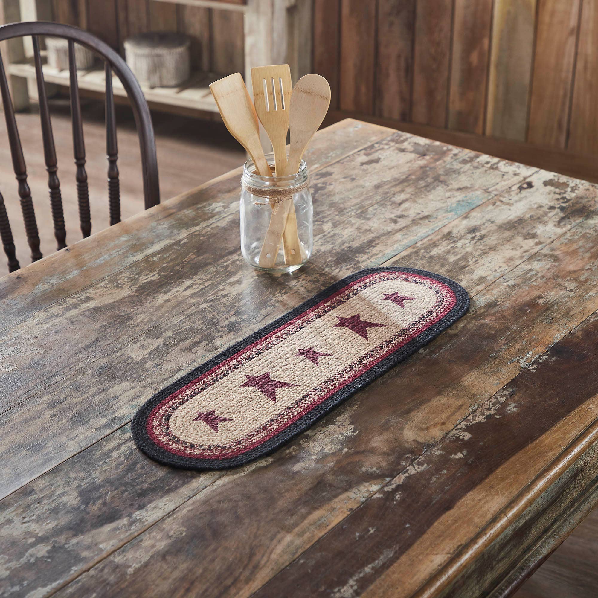 Connell Oval Table Runner Stencil Stars 8x24