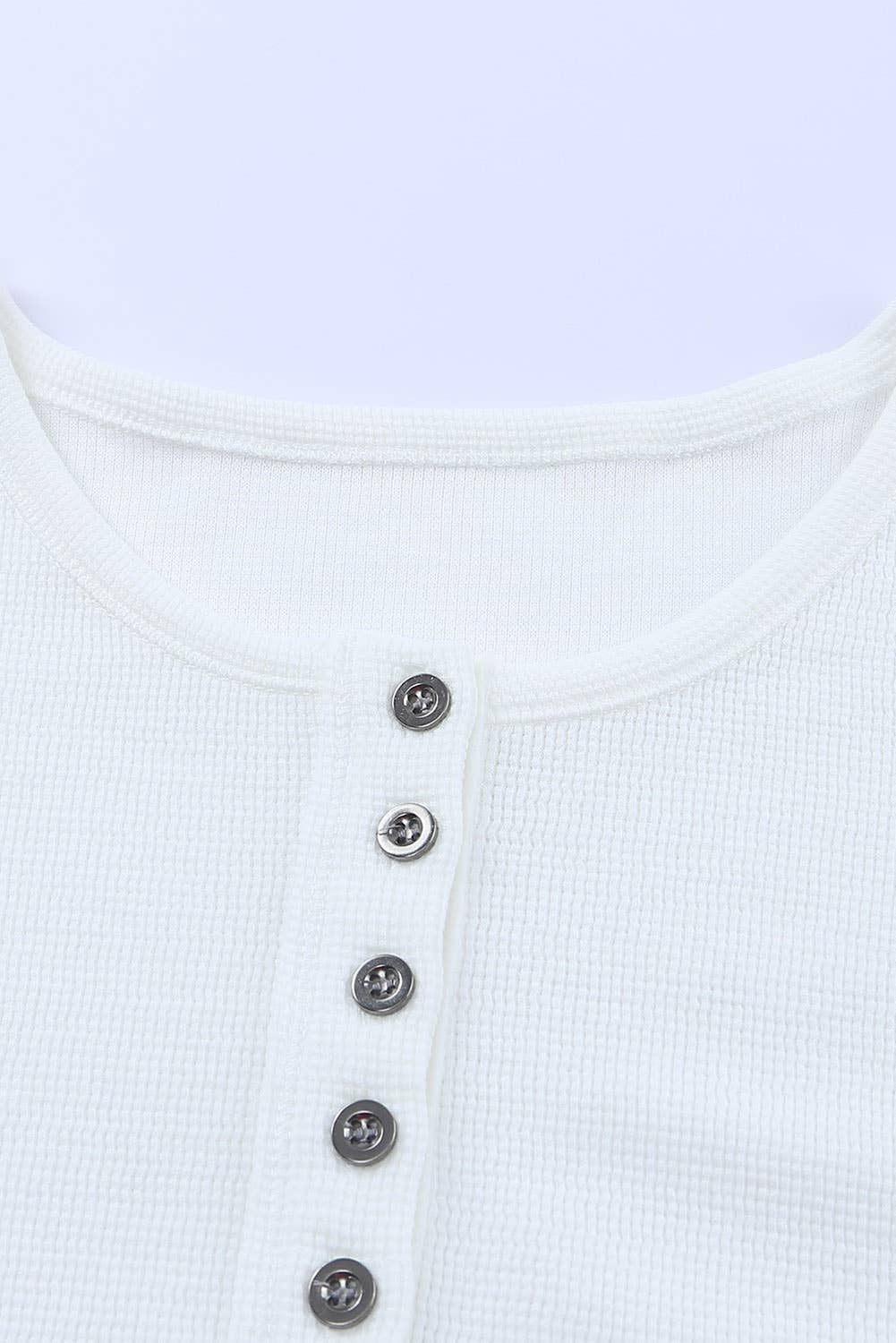 Waffle Knit Long Sleeve Buttons Front Henley Top (S-XL)
